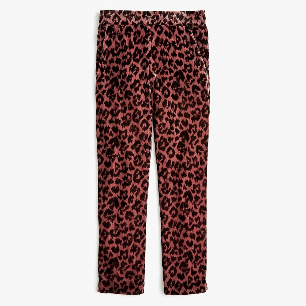 J. Crew Pull-on Easy Pant in🌹Rose Leopard Velvet